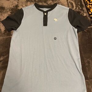 Men's Blue and Black Henley Shirt